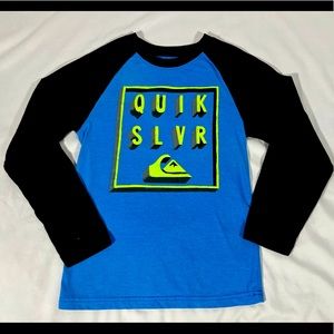 Quiksilver boy shirt size small blue green black long sleeve